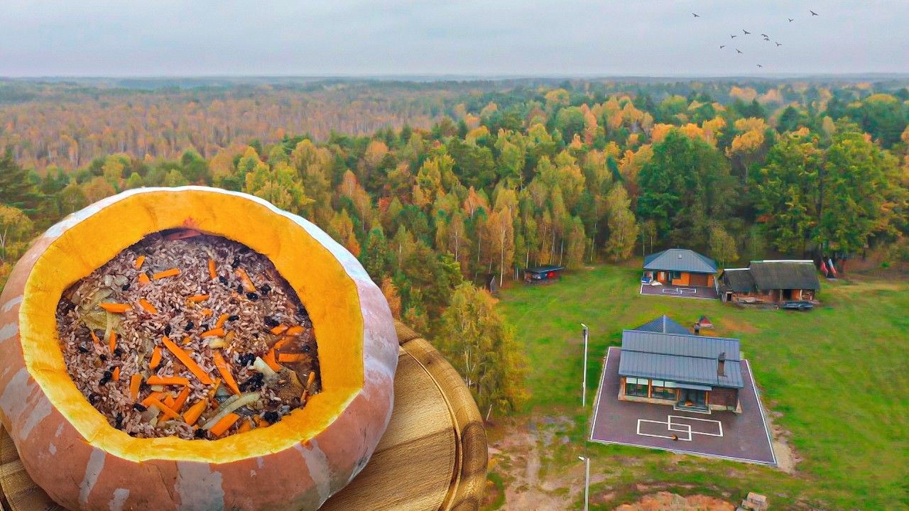 Absolutely Delicious Homemade pilaf inside pumpkin Recipe in Village!