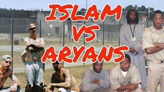 Aryan Brotherhood vs 5 percenters and Muslims, Massive yard rumble