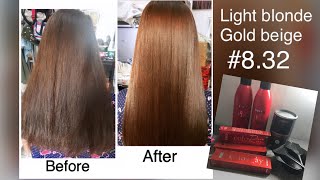 hair dye at home Light blonde Gold beige #8.32