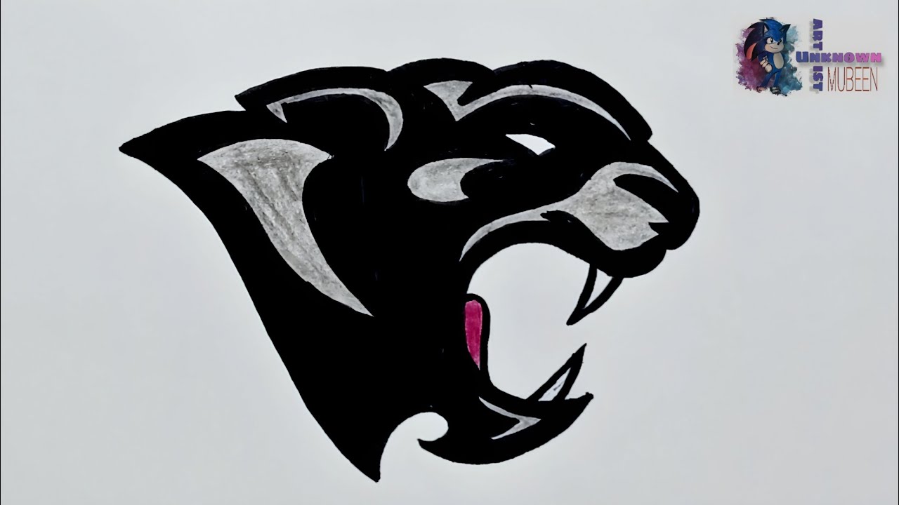 How to Draw a Panther Tribal Tattoo | Tiger Head Drawing Easy 