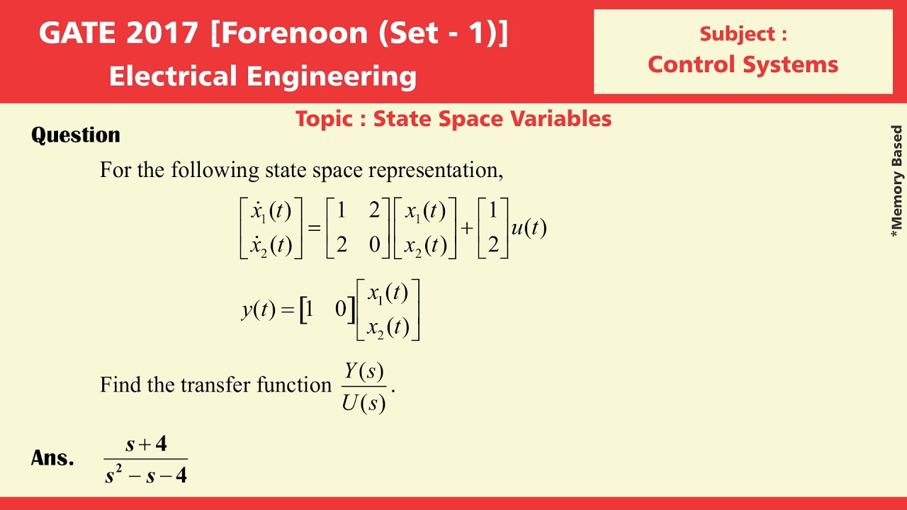 GATE 2017 Solution, Set 1, Electrical Engg. | Control System
