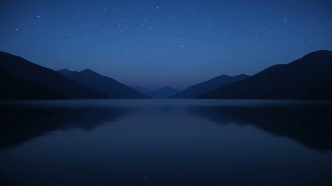 🌌Midnight Blue Mountain Lake | Blue Ambience | Blue Nightlight