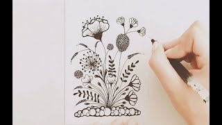 Drawing idea for beginners Flower drawing Doodle Zentangle