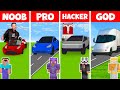 Minecraft NOOB vs PRO vs HACKER: TESLA CAR HOUSE BUILD CHALLENGE in Minecraft / Animation