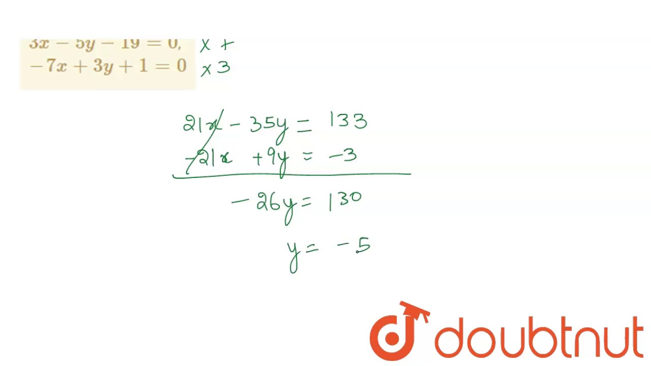 3 X 5y 19 0 7x 3y 1 0 Youtube