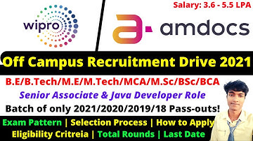 🔴Amdocs and Wipro Off-Campus Hiring 2021 | Amdocs & Wipro Updated Exam Pattern & Selection Process!