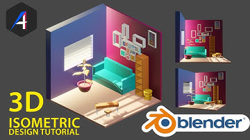 Blender tutorial: Design a 3D Isometric room. Low poly modeling for 3D illustrations(Arttutor).