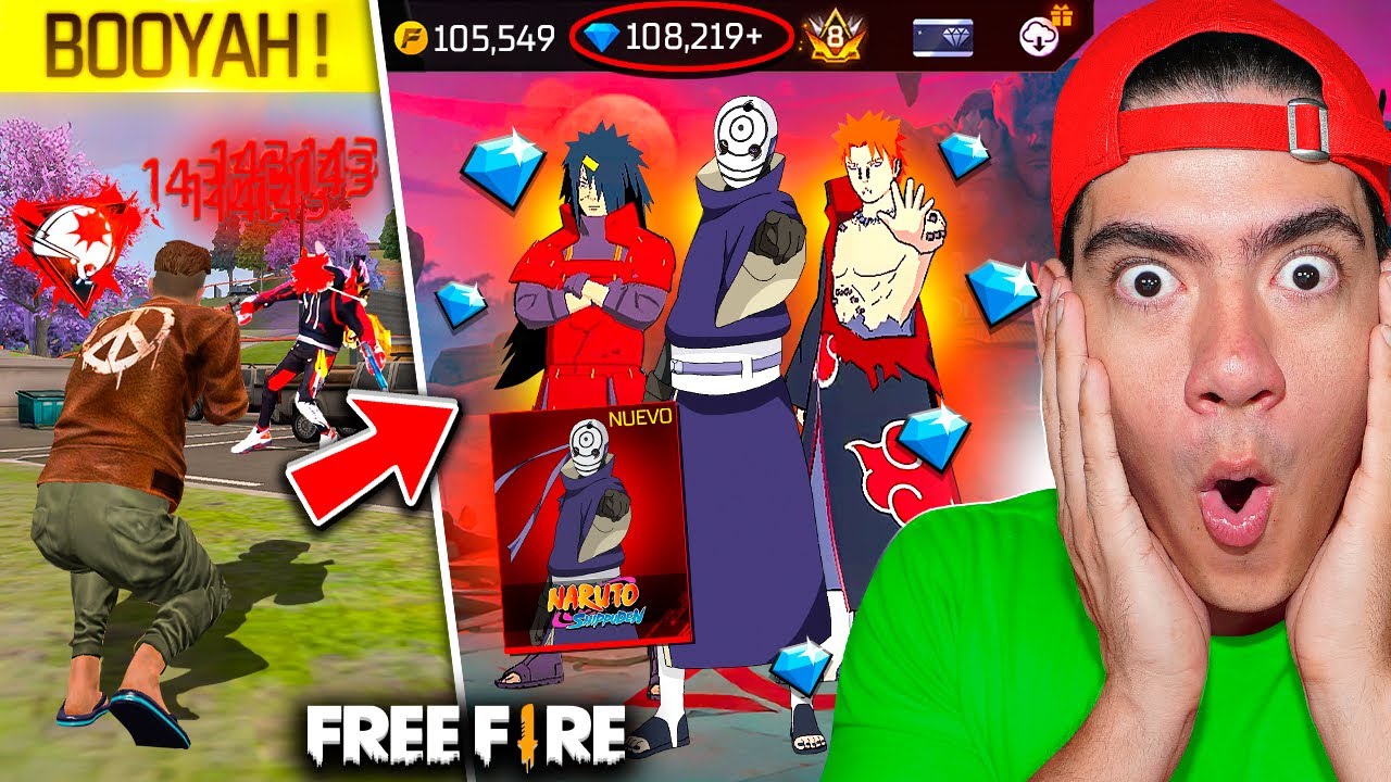 GANÓ UNA PARTIDA Y LE REGALÉ TODA LA COLABORACIÓN DE NARUTO EN FREE FIRE !! - TheDonato 