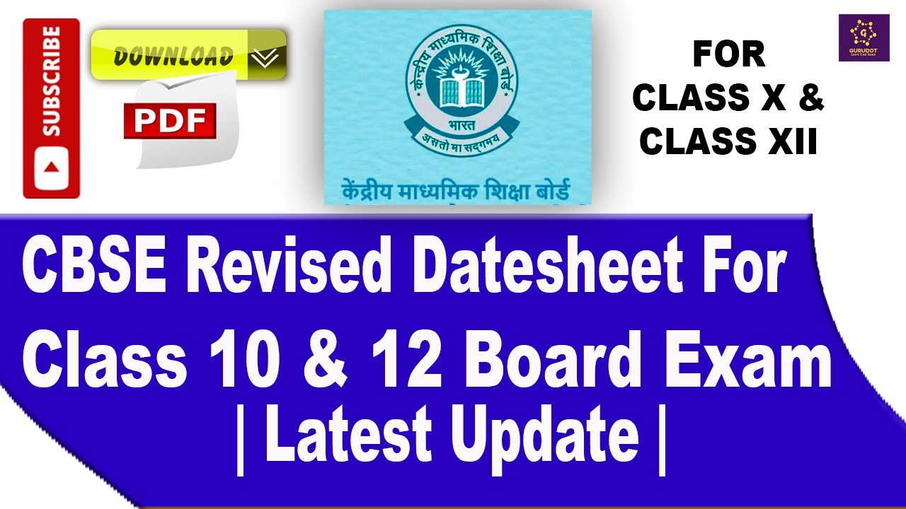 CBSE Revised Datesheet For Class 10 & 12 Board Exam 2021 | Latest Update |