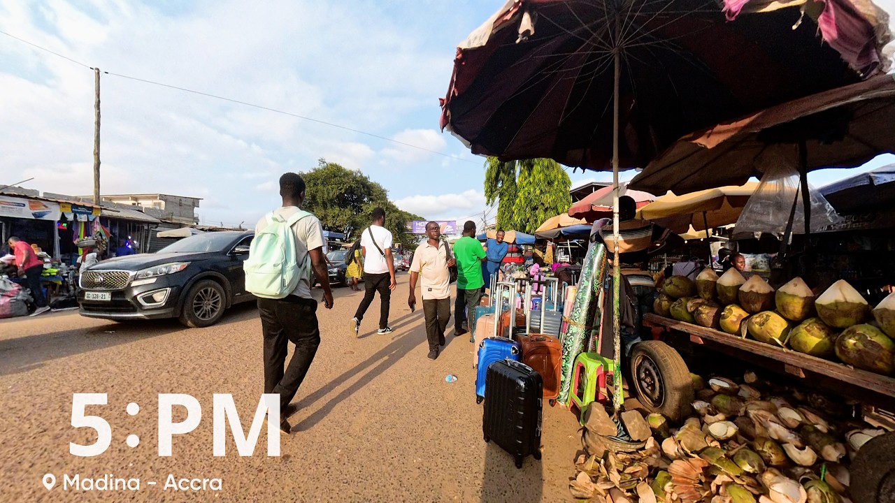 How i Walk in the BUSY STREETS of Ghana | Madina Street View ASMR