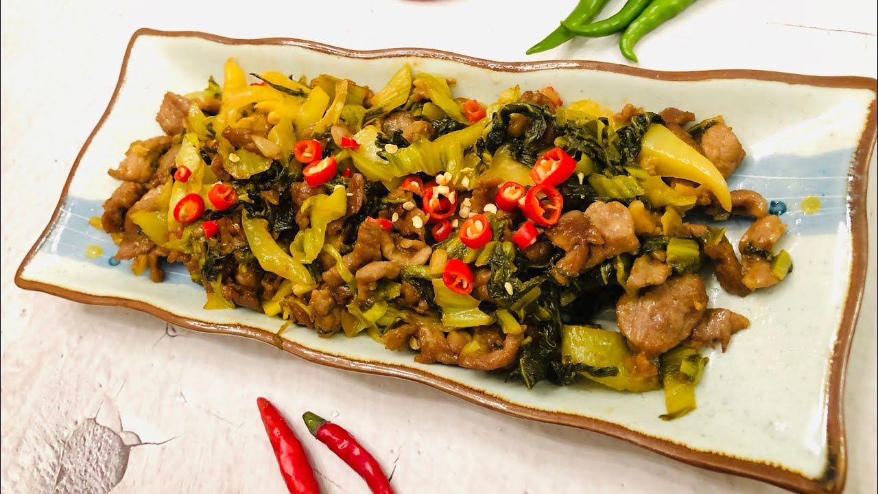 Stirfried Salted Vegetables With PorkAn Appetising Chinese Cuisine
