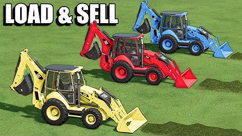 LOADER OF COLORS ! TRANSPORTING & SELLING GRASS  with CAT BACKHOE LOADERS ! Farming Simulator 22