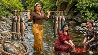Amazing Riverside Fish Feast : Grilled Carp & Traditional Village Cooking🐟🌿