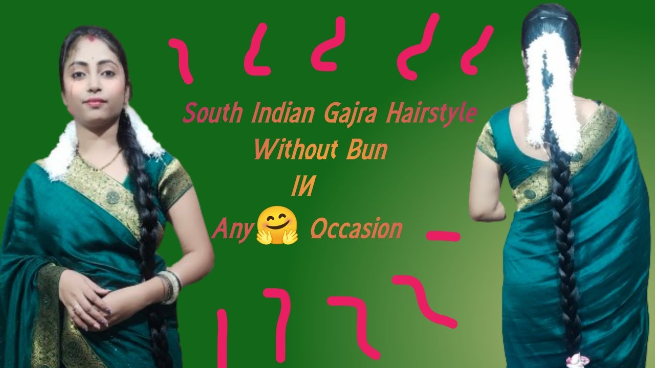 South Indian hairstyle/ without bun/gajra Hairstyle in verylonghair braid#gajara#hairstyle#longhair.