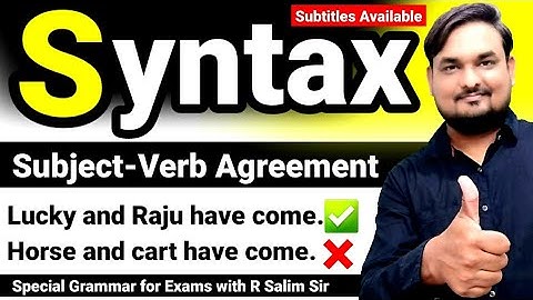 syntax english grammar part 1 | subject verb agreement | class 11th 12th Up Board | वाक्य - विन्यास