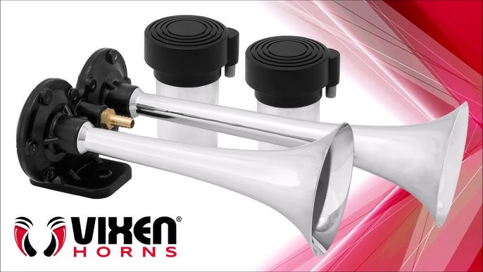 Vixen Horns Loud 2/Dual Trumpet Train Air Horn with One Compressor Full  Complete System/Kit Black 12V VXH2311B