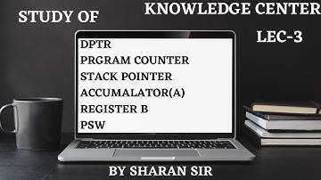 Lec-3!! Important Registers used in CPU !! Microcontroller 8051!! By Sharan Sir!!