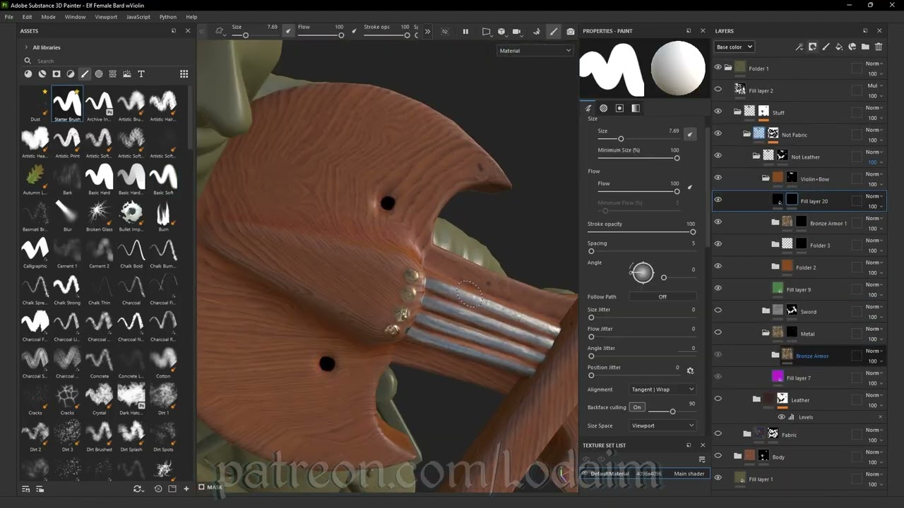 Elf Female bard with Violin Timelapse