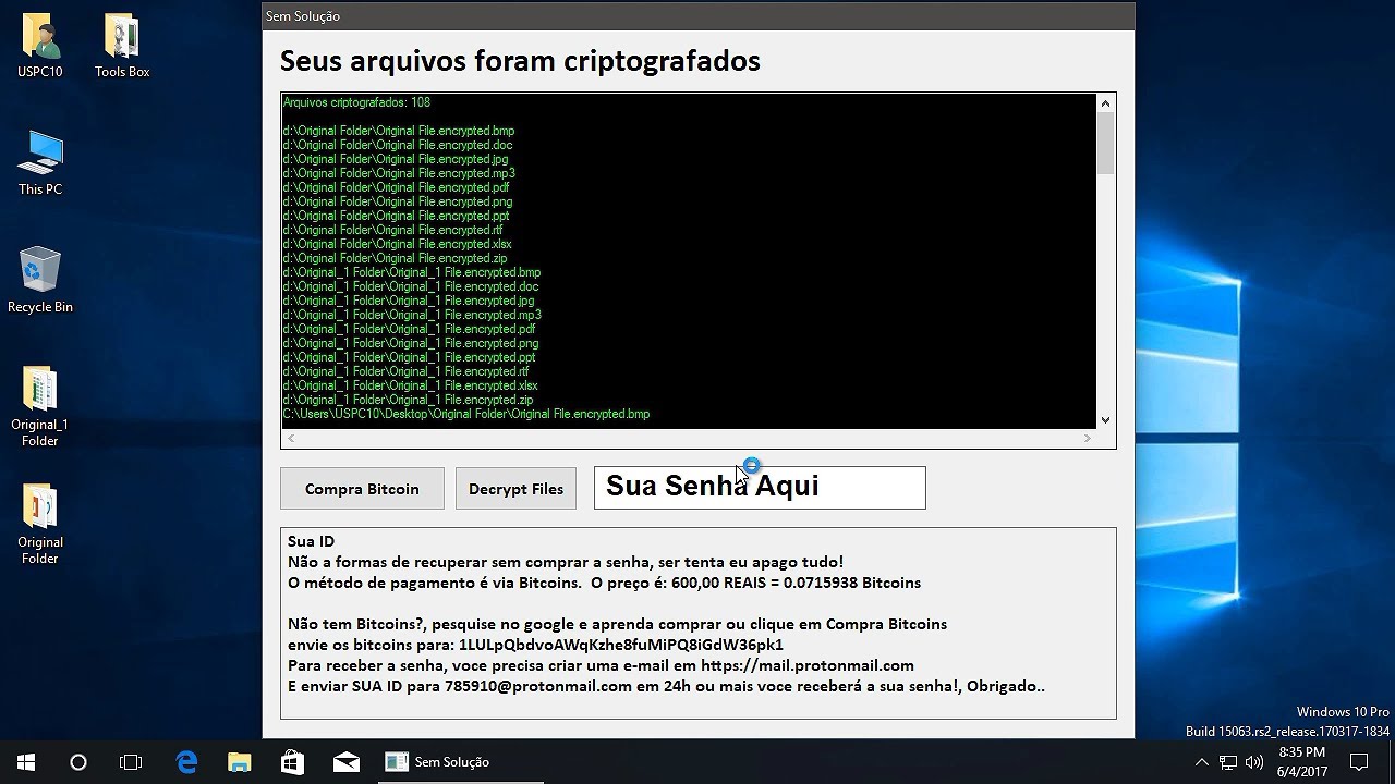 CryptoWire Ransomware (<Original Filename>.encrypted.<Original Extension> /  Portuguese Version) - Videos - CheckMAL