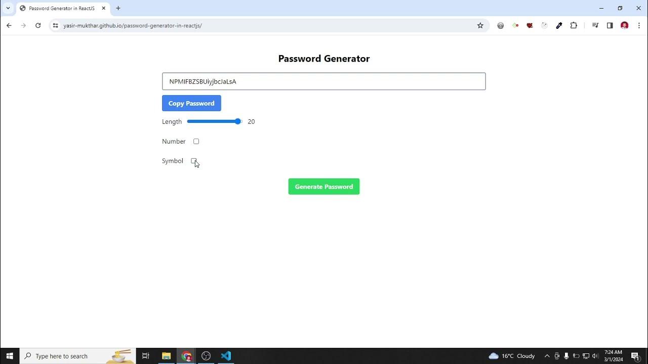Password Generator using React Js | JavaScript | Tailwind - YouTube