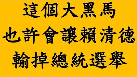 這個大黑馬 也許會讓賴清德輸掉總統選舉 - 天天要聞