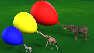outdoor fun with balloons | elephant giraffe donkey cartoon funny game| cartoon games screenshot 4