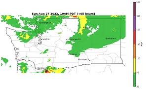 48 hour WA smoke forecast (Sun Aug 27 2023, 5AM PDT)