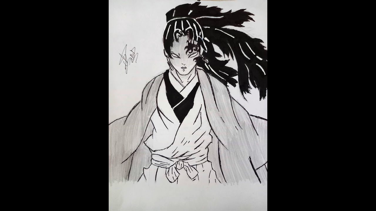 Character drawing yoriichi tsugikuni From the anime Demon Slayer 