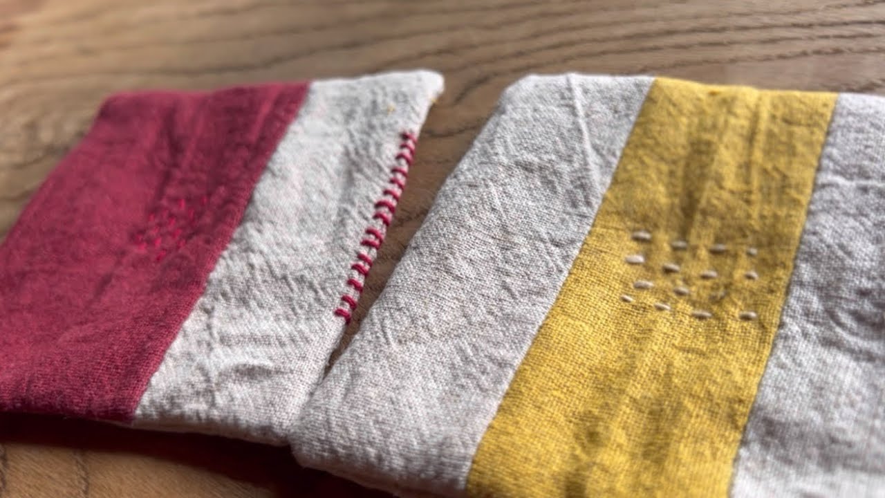 手縫いで和風テイストなコースターを作りました。ハギレで作れます。刺し子。古民家の暮らし。vol.38