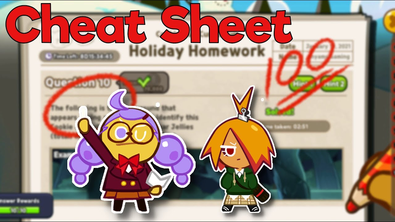 Cheat Sheet Cookie Run Holiday Homework Cookie Run Curriculum Cookie Run Ovenbreak Youtube