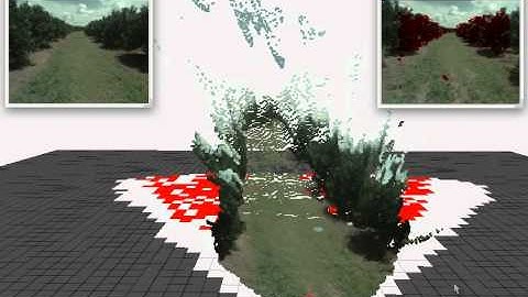 Stereo camera obstacle detection + navigability grid + point cloud + tilt
