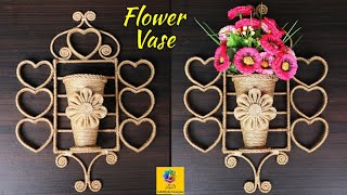 Jute wall hanging flower vase craft idea | Jute Wall Showpiece | jute Craft Decoration Design