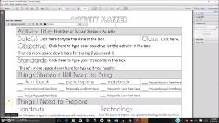 Lesson 2: Planning an Activity