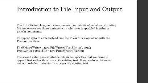 File Input and Output