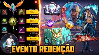 TUDO DO EVENTO REDENÇÃO 3.0, PANELA GRÁTIS? EMOTES, GELO, NOVAS SKINS, INCUBADORA E MAIS - FREE FIRE