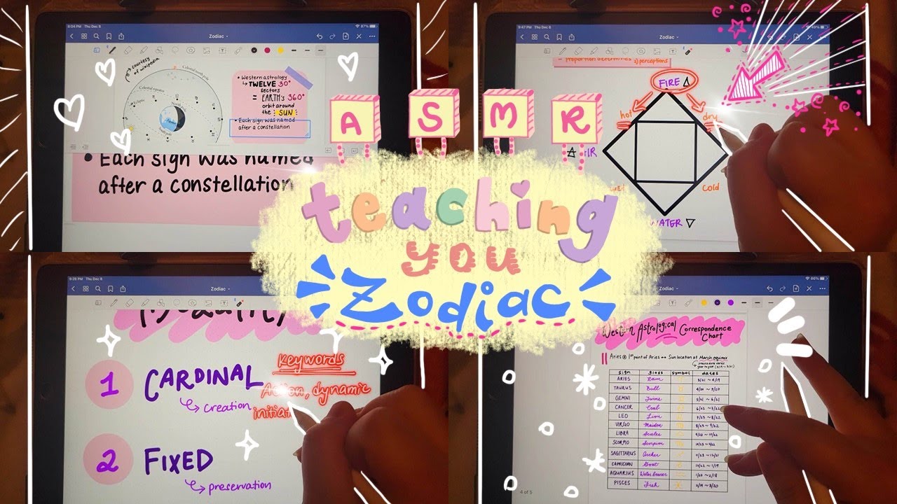 ASMR обучает вас 🌜Знакам зодиака🌛 | Звуки письма на iPad, шёпот, звуки рта