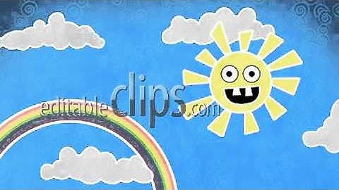 sun rainbow and clouds in sky loop animation