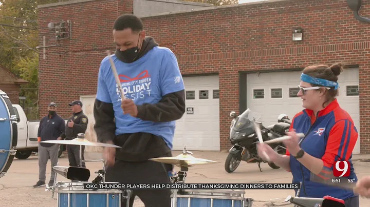OKC Thunder Players Help Distribute Thanksgiving Dinners To Families