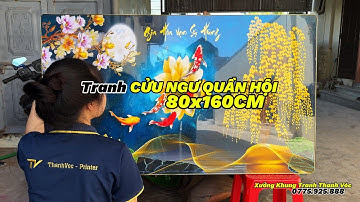 Bên em giới thiệu đến quý khách hàng bức tranh Cửu Ngư Quần Hội- Kích thước tranh 70x140cm