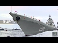 Russia: Battlecruiser Pyotr Velikiy docks in Severomorsk following Syria mission