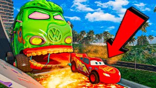 Epic Escape From Lightning McQueen Demons & Mater Eater | McQueen VS Mater Greater Eater in BeamNG