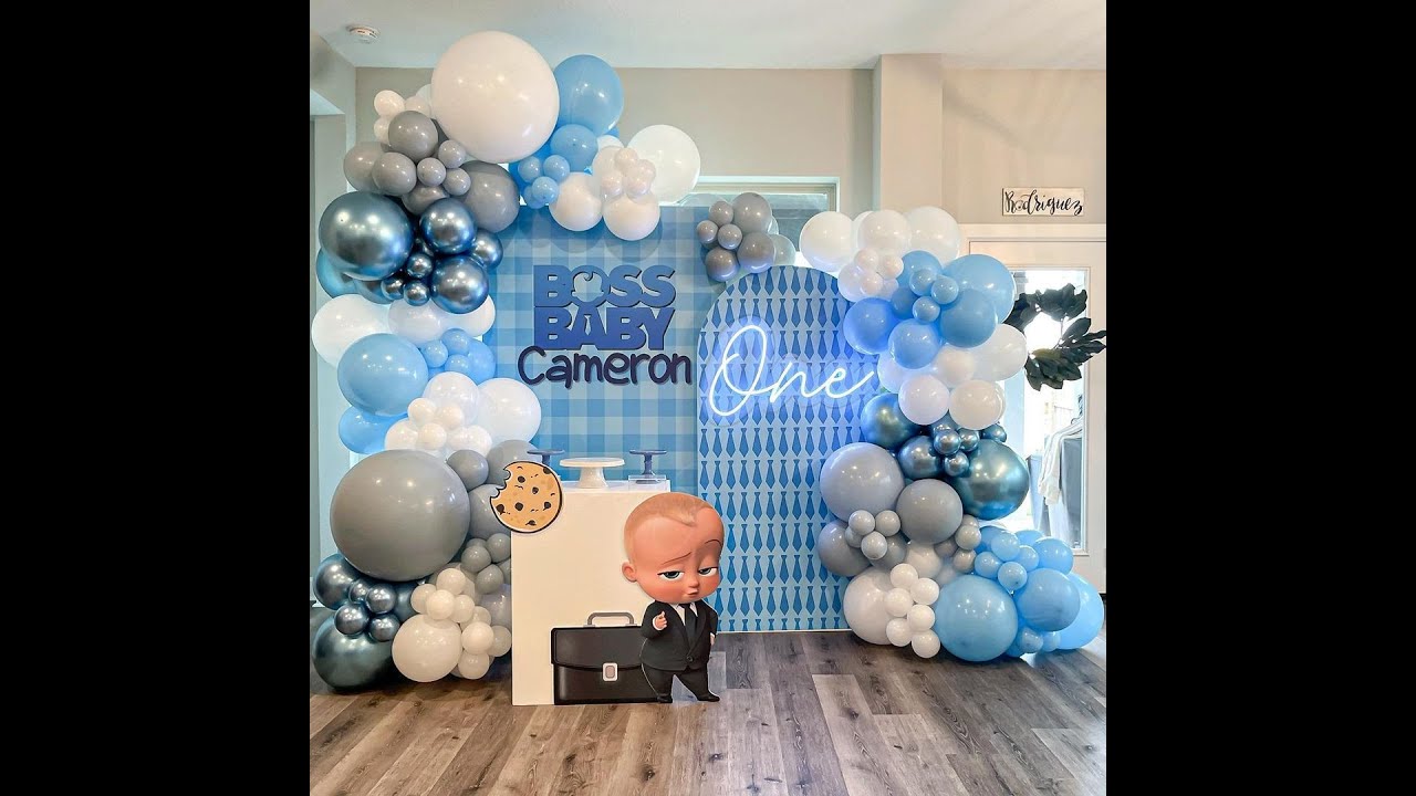 boss baby Happy birthday theme decoration at home for boys Blue White Birthday Decoration