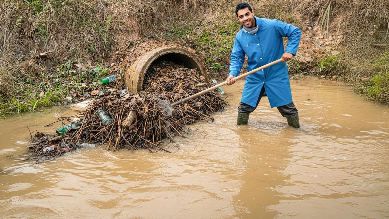 Massive Trash Removal Restores Blocked Culvert Flow - YouTube
