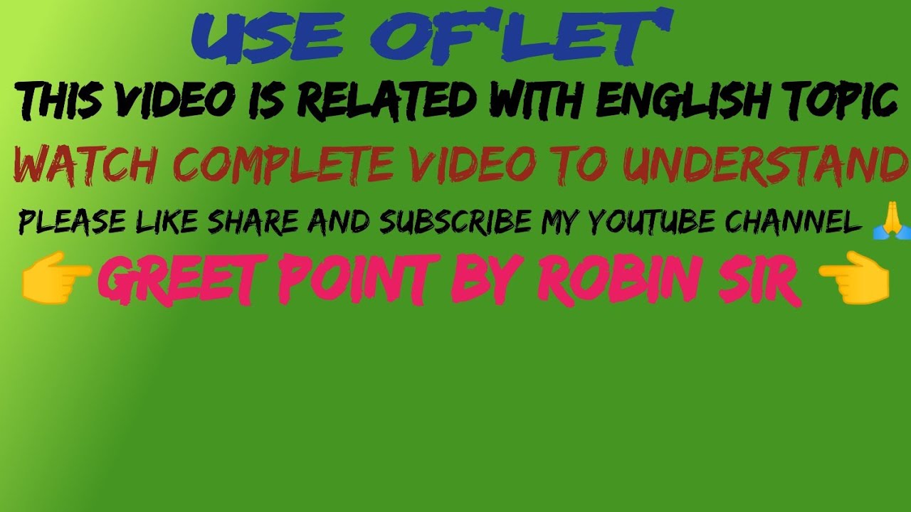 like share and subscribe my youtube π https: ... Use of 'Let' see the video like share and subscribe my YouTube channel ...