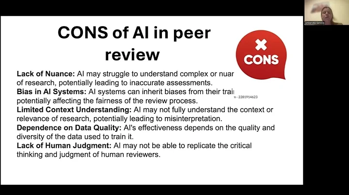 The role of AI in peer review process and scientific publishing - Pros and Cons (Chiara Robba)