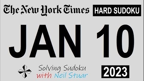 NYT HARD SUDOKU January 10, 2023