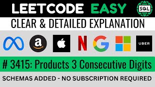 Leetcode 3415 - Regular Expressions (RegEx) in SQL - Find Products With Three Consecutive Digits