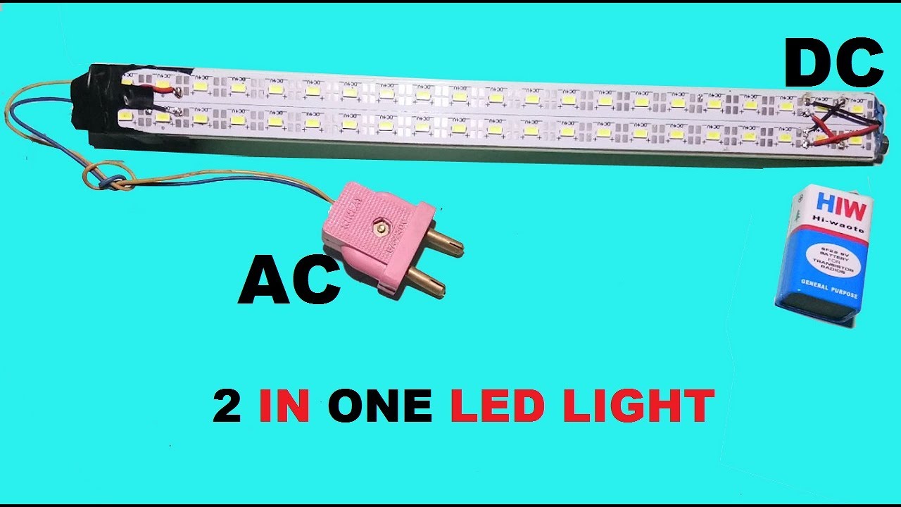 How to make in one LED light AC+DC Homemade -