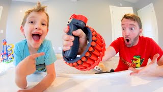 Father & Son GET CRAZIEST 'NERF' GUN EVER! / Rotates Around Your Hand!