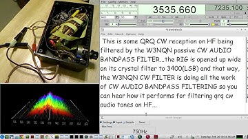 QRQ CW - Live demo of using the amazing W3NQN passive CW AUDIO BANDPASS FILTER for QRQcw reception